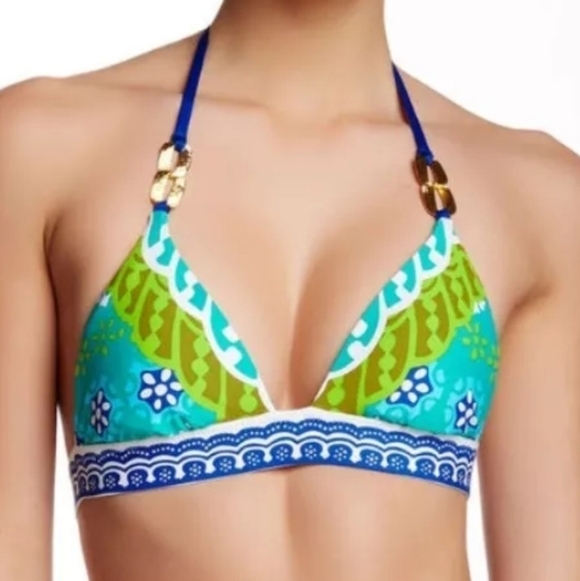 Trina Turk Seychelles Triangle Bikini Top w/Matching Hipster Bottoms Size 8 / 10 - Picture 13 of 13
